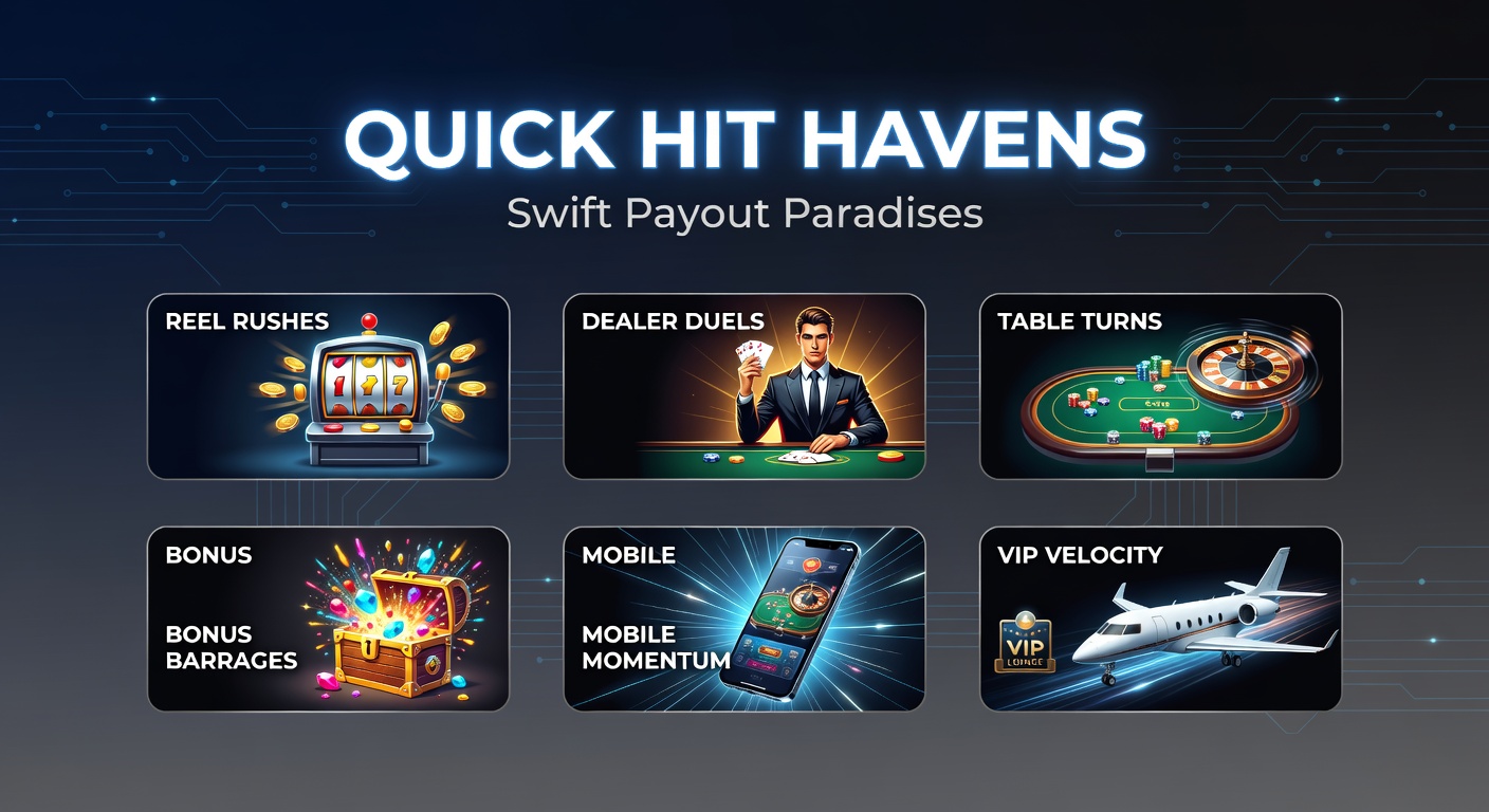 Dynamic casino floor with spinning slots, live dealer tables, and mobile screens showing swift payouts and VIP perks