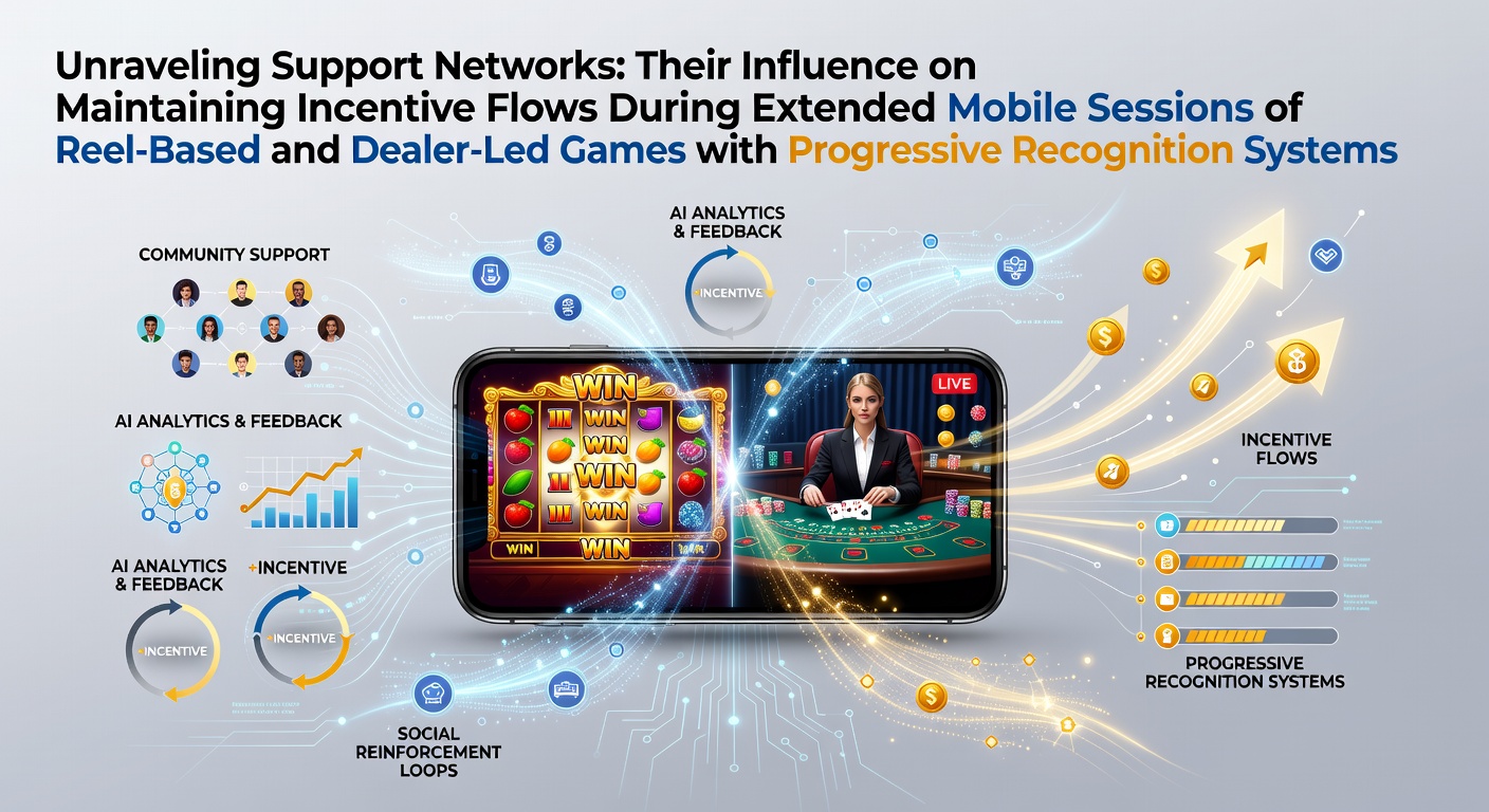 Support network visualization showing connections between mobile gaming sessions, incentive tracking, and customer assistance pathways for slots and live dealer games