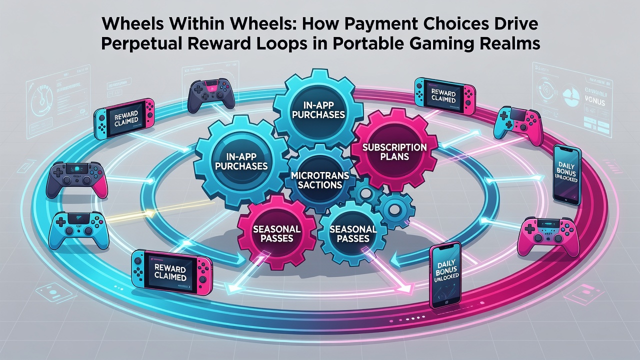 Illustration of reward loops connecting payments to mobile slot and table game progress
